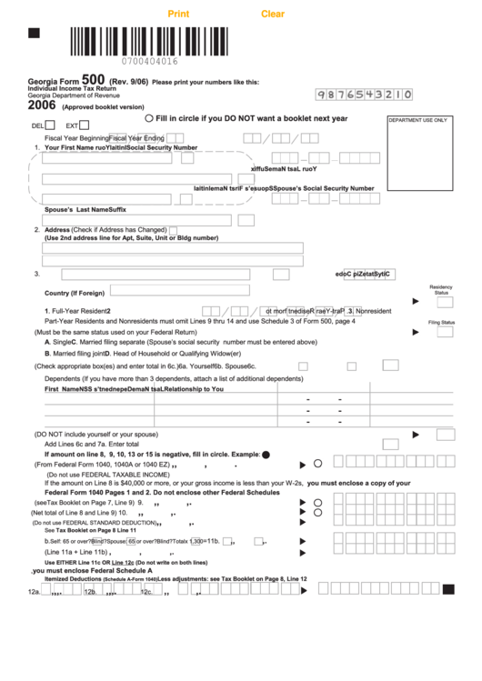 fillable-georgia-form-500-individual-income-tax-return-2006