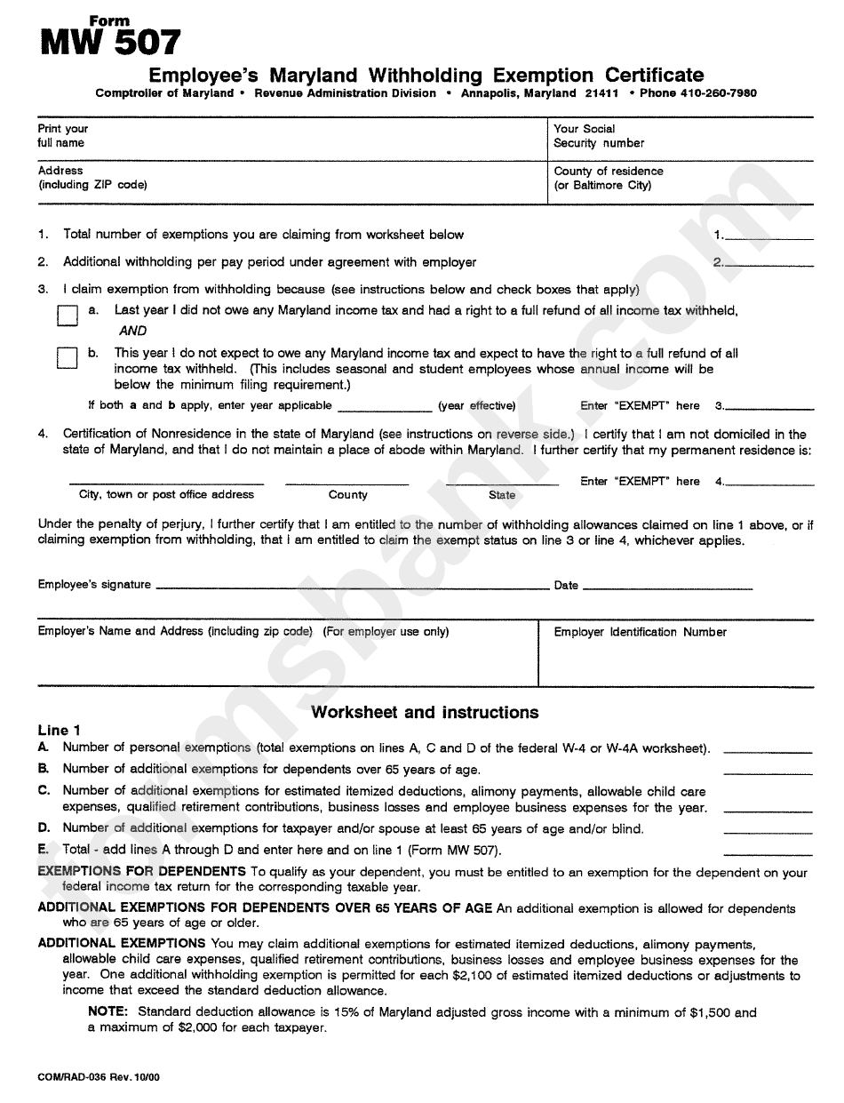 Maryland State Withholding Tax Form 2022