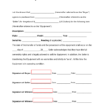 Free Equipment Bill Of Sale Form Word PDF EForms
