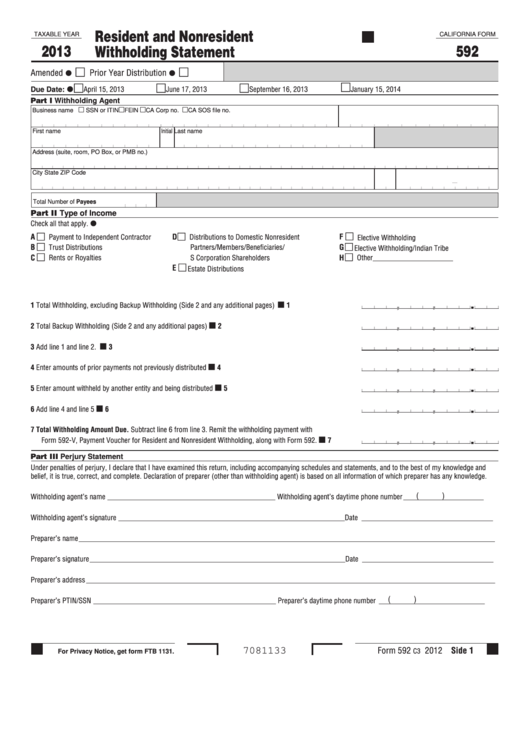 California State Withholding Fillable Form