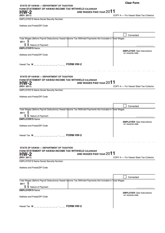 Hawaii State Tax Withholding Form
