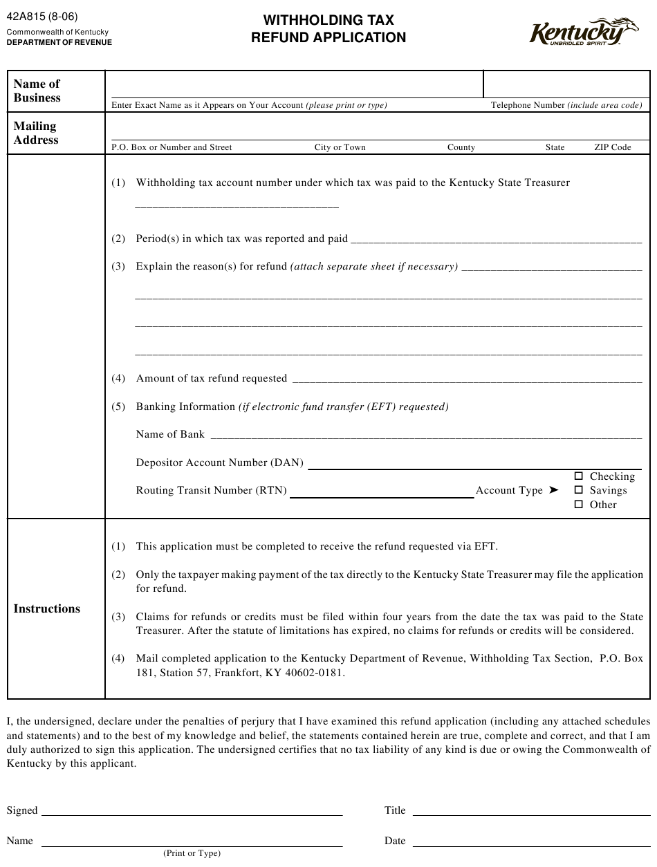 Ky Withholding State Tax Form