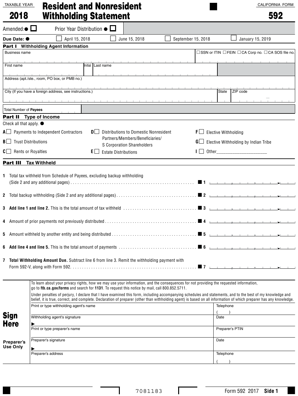 California State Withholding Form 401k Distributions