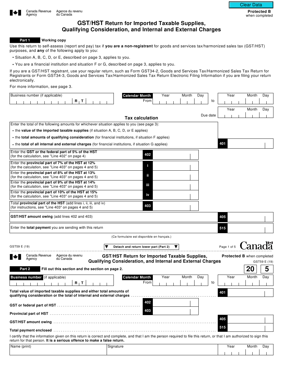 Canada Gst Hst Tax Return Instructions