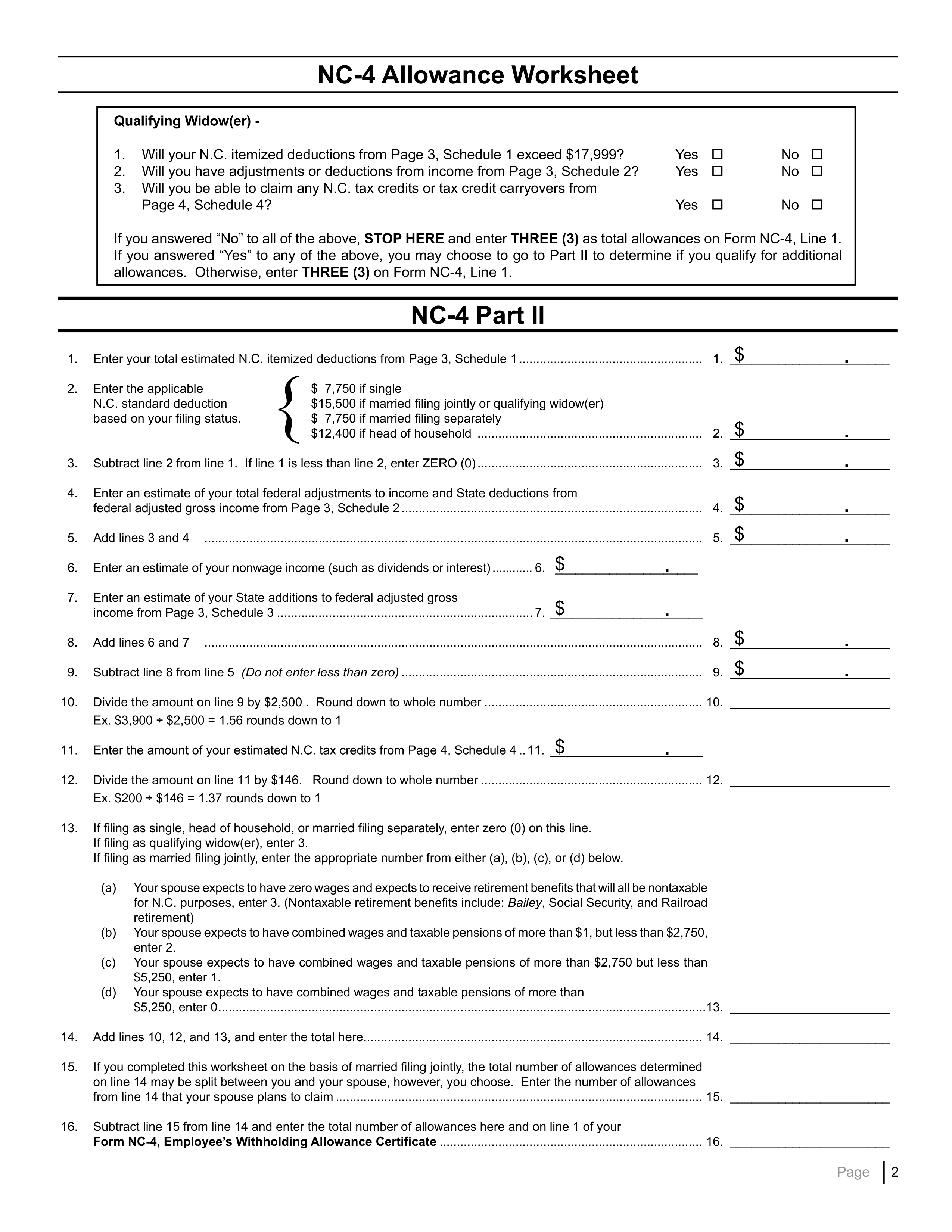 New Nc State Tax Withholding Form